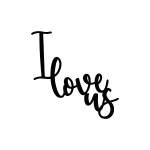 Decorative wall art featuring the phrase 'I Love Us' in a flowing, cursive script. The design is laser cut from steel and painted black, providing a sleek, modern look. The piece features connected letters forming an elegant design suitable for various backgrounds.